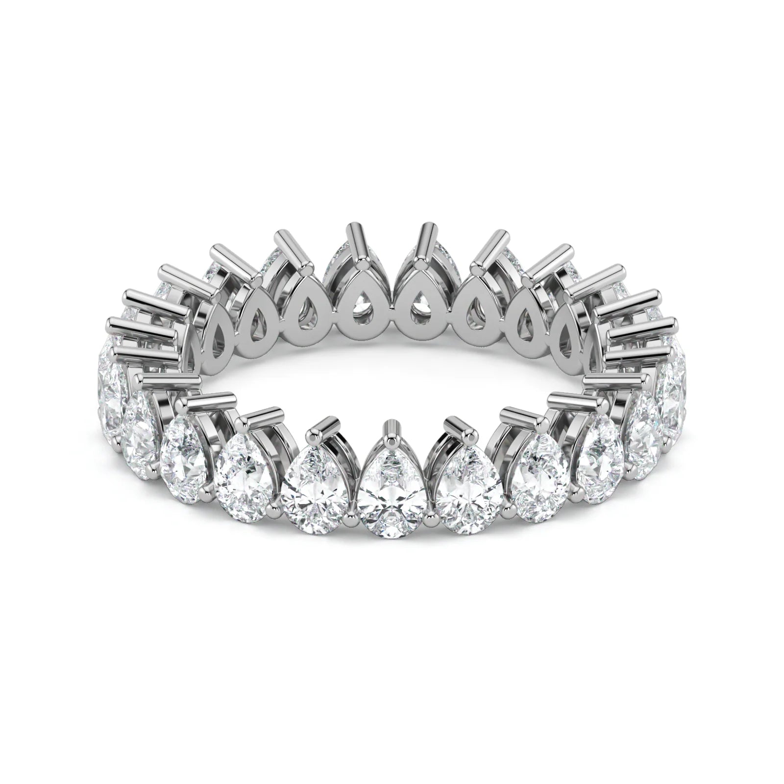 Pear Cut Lab Grown Diamond Eternity Wedding Ring in 18K White Gold