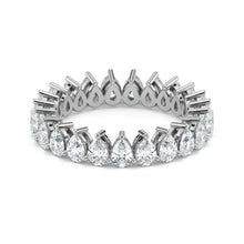 Pear Cut Lab Grown Diamond Eternity Wedding Ring in 18K White Gold