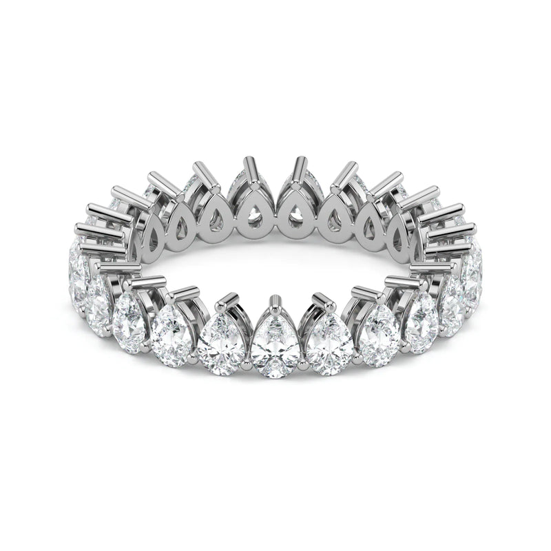 Pear Cut Lab Grown Diamond Eternity Wedding Ring in 18K White Gold