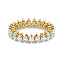 Pear Cut Lab Grown Diamond Eternity Wedding Ring in 18K Yellow Gold