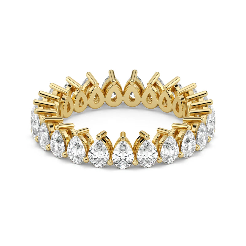 Pear Cut Lab Grown Diamond Eternity Wedding Ring in 18K Yellow Gold