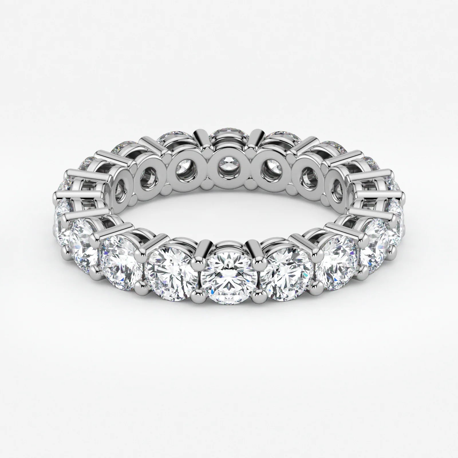 Round Cut Lab Grown Diamond Eternity Wedding Ring in 18K White Gold