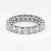 Round Cut Lab Grown Diamond Eternity Wedding Ring in 18K White Gold