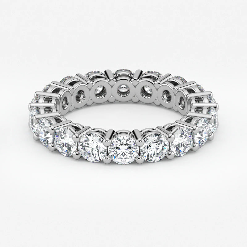 Round Cut Lab Grown Diamond Eternity Wedding Ring in 18K White Gold