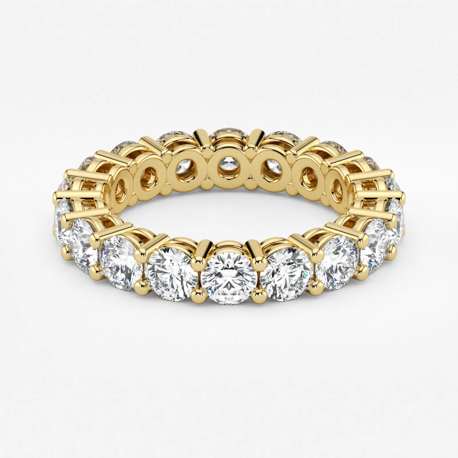 Round Cut Lab Grown Diamond Eternity Wedding Ring in 18K Yellow Gold