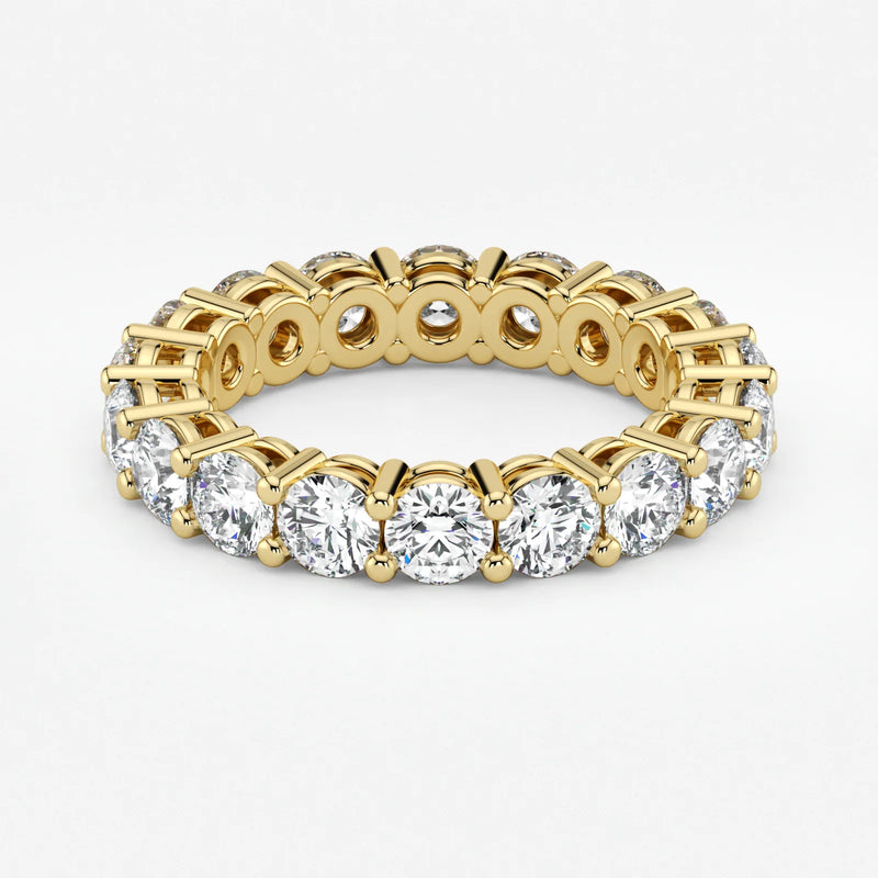 Round Cut Lab Grown Diamond Eternity Wedding Ring in 18K Yellow Gold