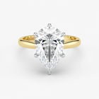 Pear Cut Lab Grown Diamond Hidden Halo Engagement Ring in 18K Two-Tone Gold