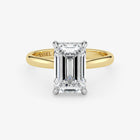 Emerald Lab Grown Diamond Classic Engagement Ring – Hidden Halo Style – Two Tone 18K – 4.6 Ct