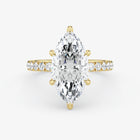 Marquise Cut Lab Grown Diamond Engagement Ring in 18K Yellow Gold - Pave Style