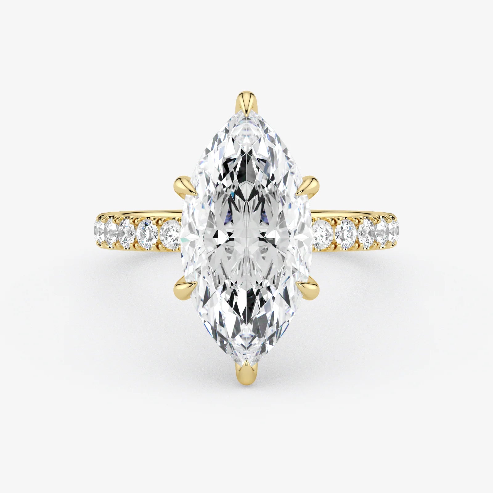 Marquise Cut Lab Grown Diamond Engagement Ring in 18K Yellow Gold - Pave Style