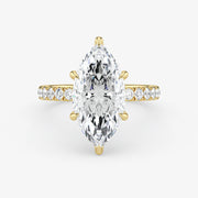 Marquise Cut Lab Grown Diamond Engagement Ring in 18K Yellow Gold - Pave Style