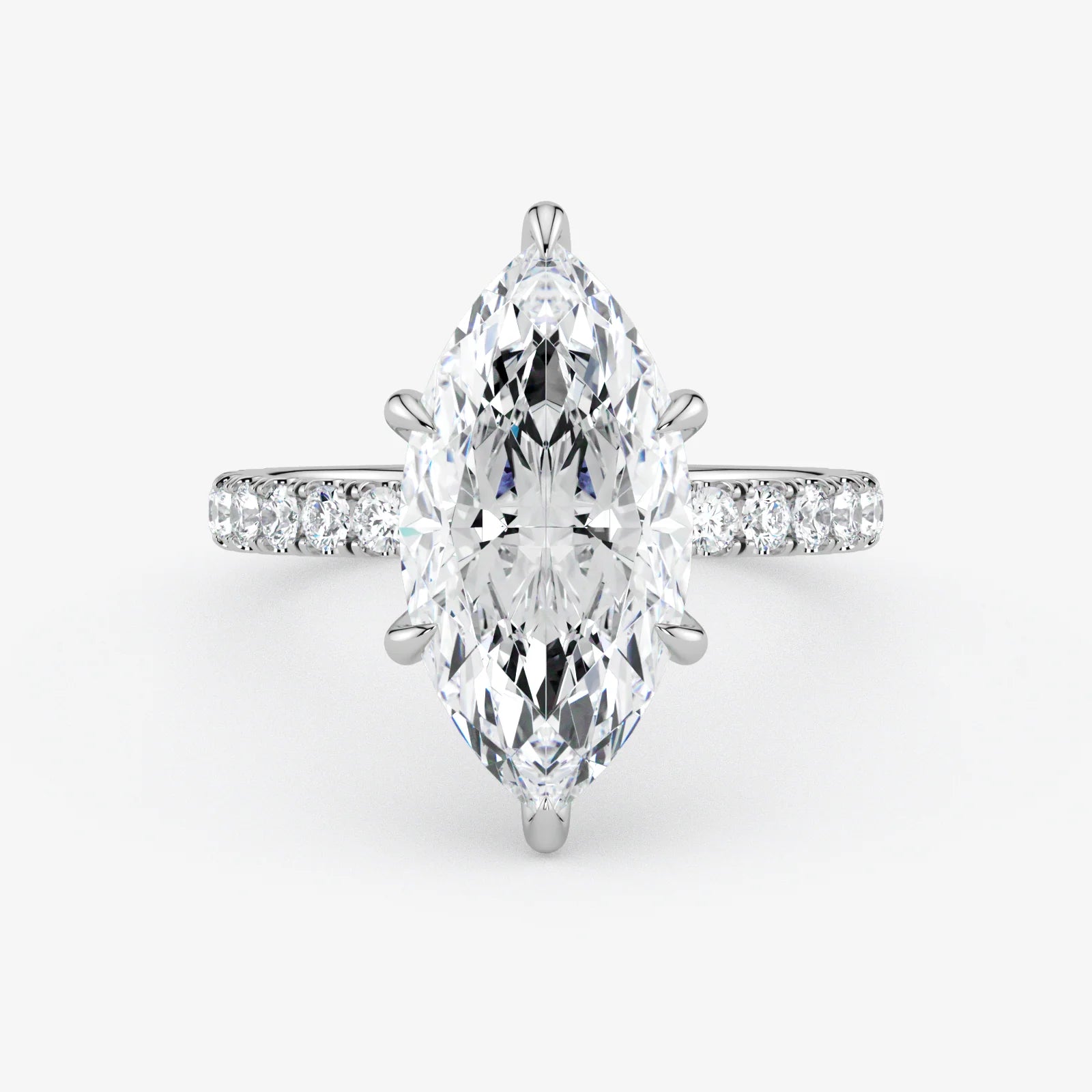 Marquise Cut Lab Grown Diamond Engagement Ring in Platinum - Pave Style
