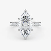 Marquise Cut Lab Grown Diamond Engagement Ring in Platinum - Pave Style