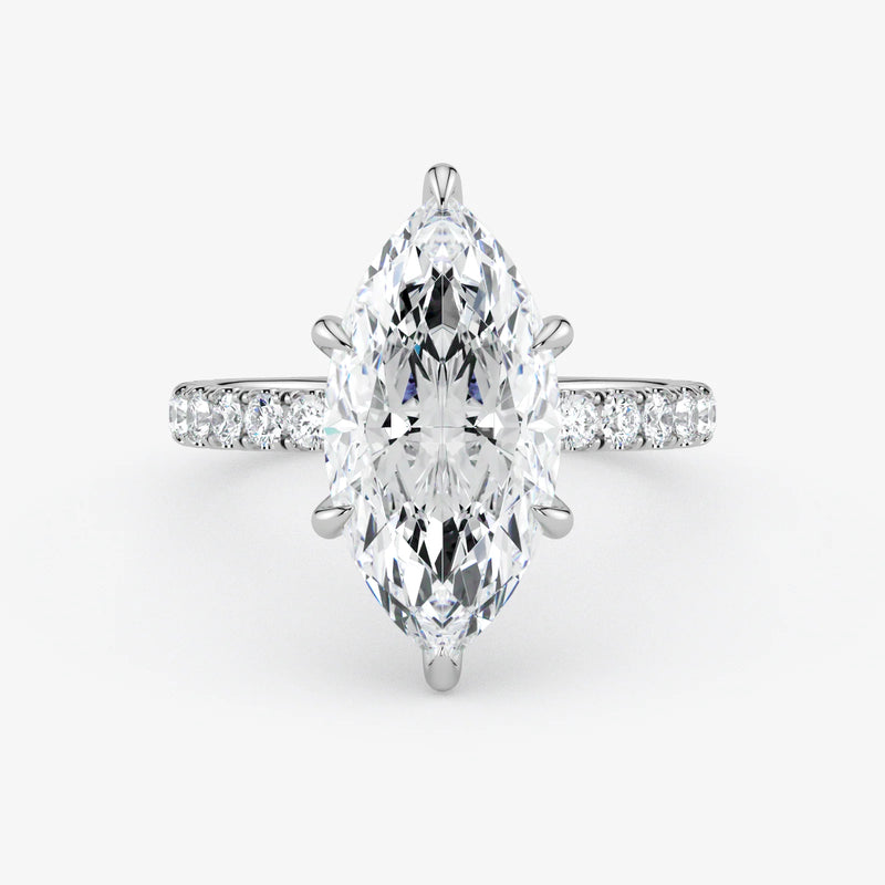 Marquise Cut Lab Grown Diamond Engagement Ring in Platinum - Pave Style