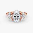 Oval Cut Lab Grown Diamond Engagement Ring in 18K Rose Gold - Three-Stone Style