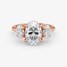 Oval Cut Lab Grown Diamond Engagement Ring in 18K Rose Gold - Three-Stone Style