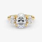 Oval Cut Lab Grown Diamond Engagement Ring in 18K Yellow Gold - Three-Stone Style