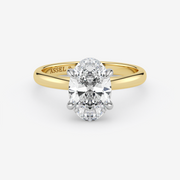 2.09 Ct Oval Diamond Hidden Halo Engagement Ring in 18K Two-Tone Gold