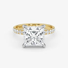 Princess Cut Lab Grown Diamond Engagement Ring in 18K Two-Tone Gold - Pave Style