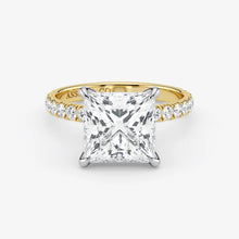 Princess Cut Lab Grown Diamond Engagement Ring in 18K Two-Tone Gold - Pave Style