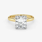 Radiant Cut Lab Grown Diamond Engagement Ring in Two-Tone 18K Gold - Hidden Halo