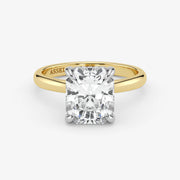 Radiant Cut Lab Grown Diamond Engagement Ring in Two-Tone 18K Gold - Hidden Halo