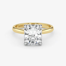 Radiant Cut Lab Grown Diamond Engagement Ring in Two-Tone 18K Gold - Hidden Halo