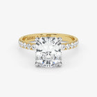 Radiant Cut Lab Grown Diamond Engagement Ring in Two-Tone 18K Gold - Pave Style