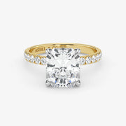 Radiant Cut Lab Grown Diamond Engagement Ring in Two-Tone 18K Gold - Pave Style