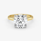 Round Lab Grown Diamond Classic Engagement Ring – Hidden Halo Style – Two Tone 18K – 3.5 Ct