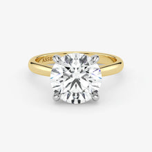 Round Lab Grown Diamond Classic Engagement Ring – Hidden Halo Style – Two Tone 18K – 3.5 Ct