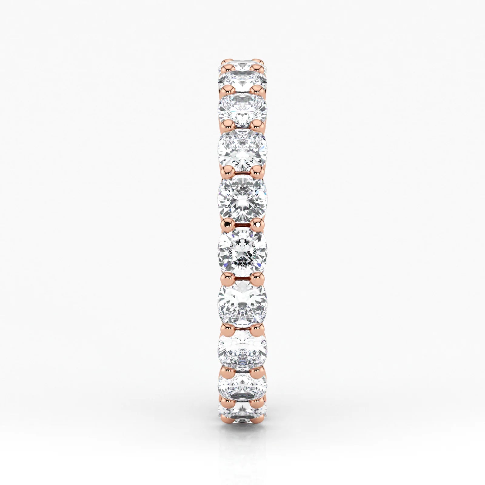 Cushion Cut Lab Grown Diamond Eternity Wedding Ring in 18K Rose Gold