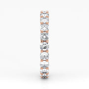 Cushion Cut Lab Grown Diamond Eternity Wedding Ring in 18K Rose Gold