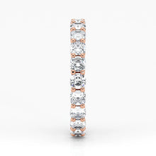Cushion Cut Lab Grown Diamond Eternity Wedding Ring in 18K Rose Gold