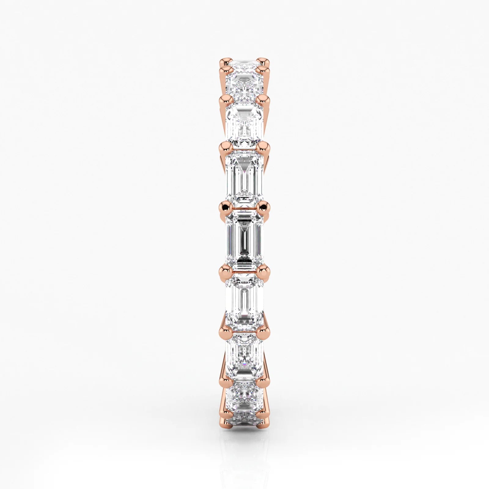 Emerald Cut Lab Grown Diamond Eternity Wedding Ring in 18K Rose Gold