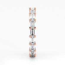 Emerald Cut Lab Grown Diamond Eternity Wedding Ring in 18K Rose Gold