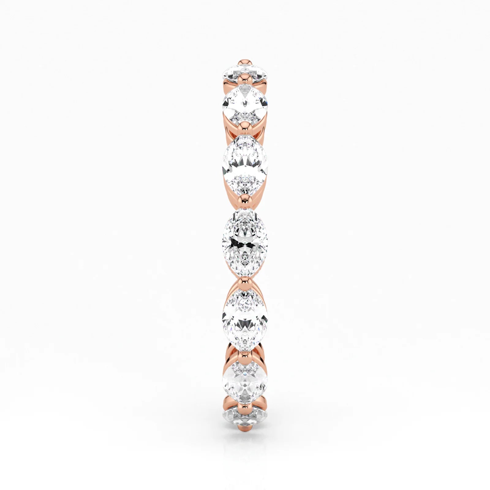 Marquise Cut Lab Grown Diamond Eternity Wedding Ring in 18K Rose Gold