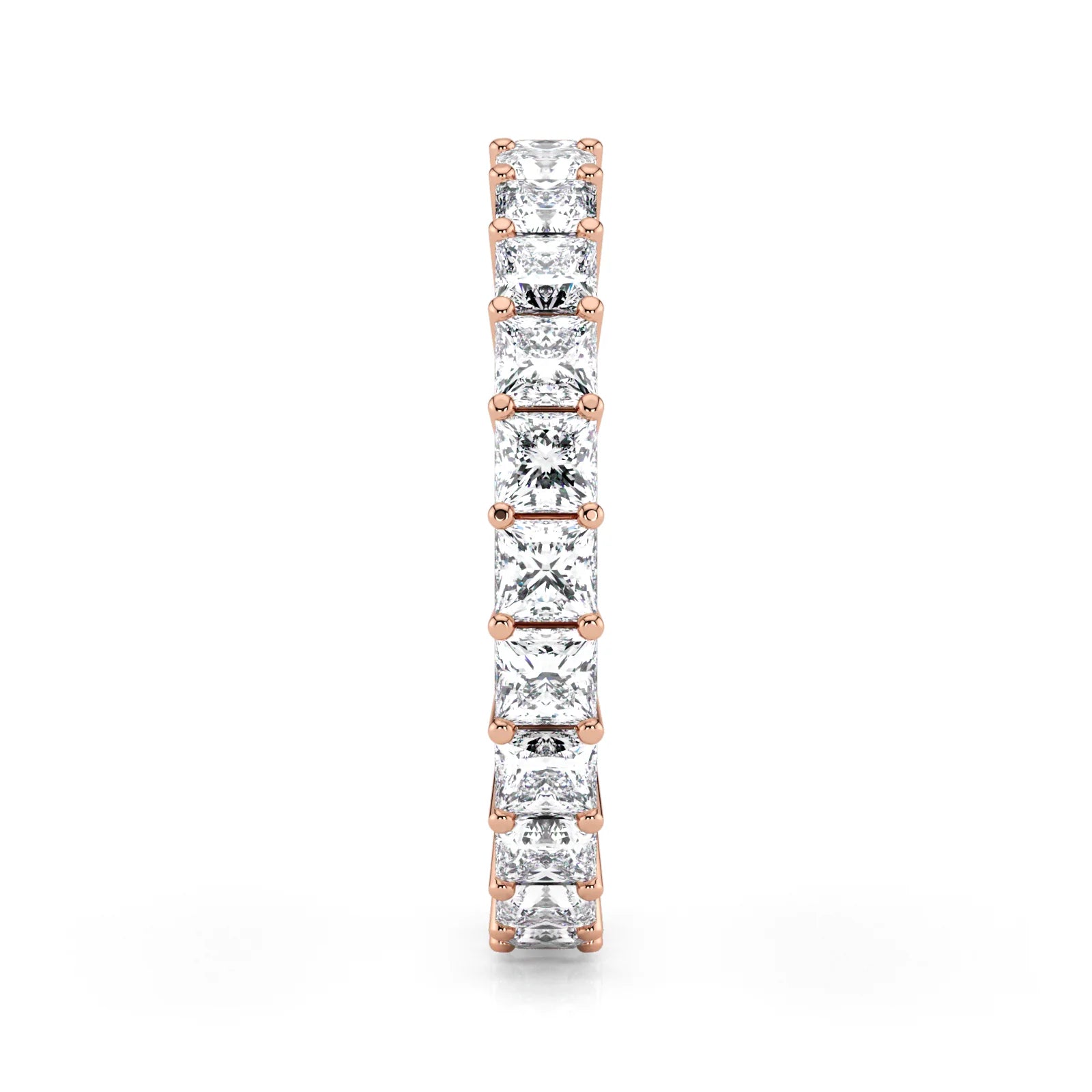 Princess Cut Lab Grown Diamond Eternity Wedding Ring in 18K Rose Gold