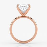 Side view of 18K rose gold band with princess cut lab-grown diamond
