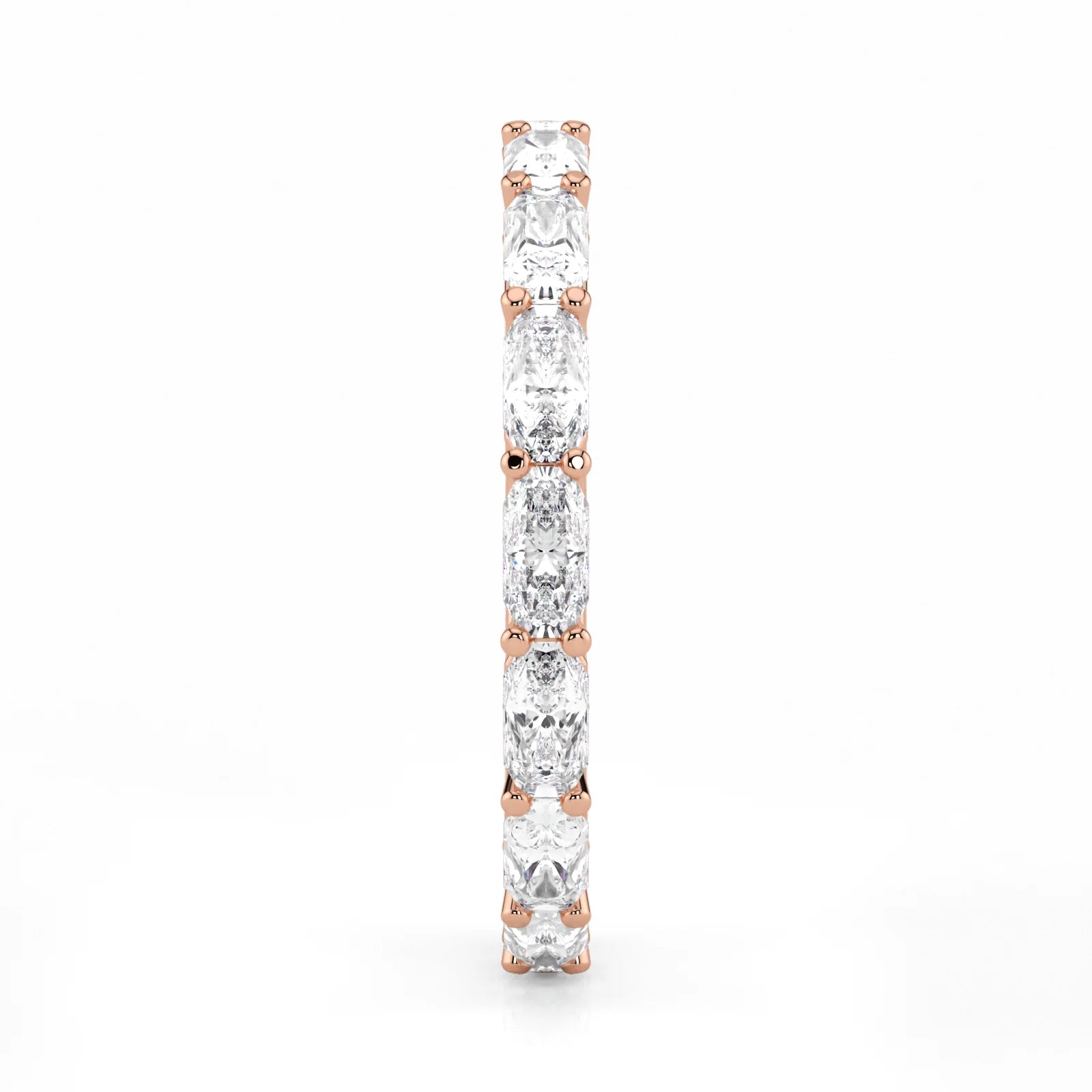 Radiant Cut Lab Grown Diamond Eternity Wedding Ring in 18K Rose Gold