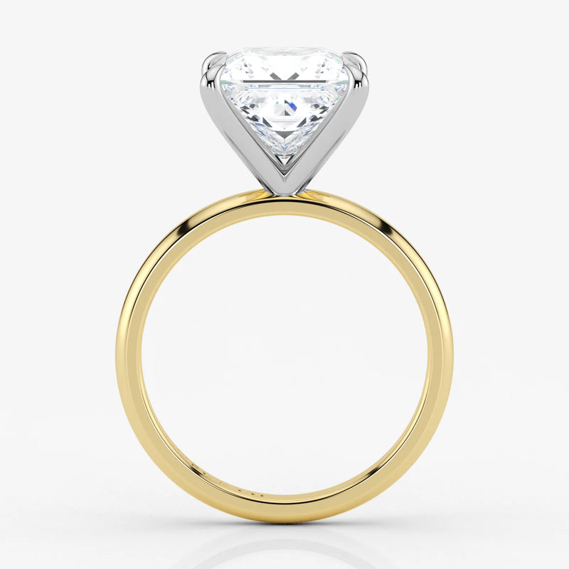 Princess Cut Lab Grown Diamond Engagement Ring in 18K Two-Tone Gold - Solitaire Style