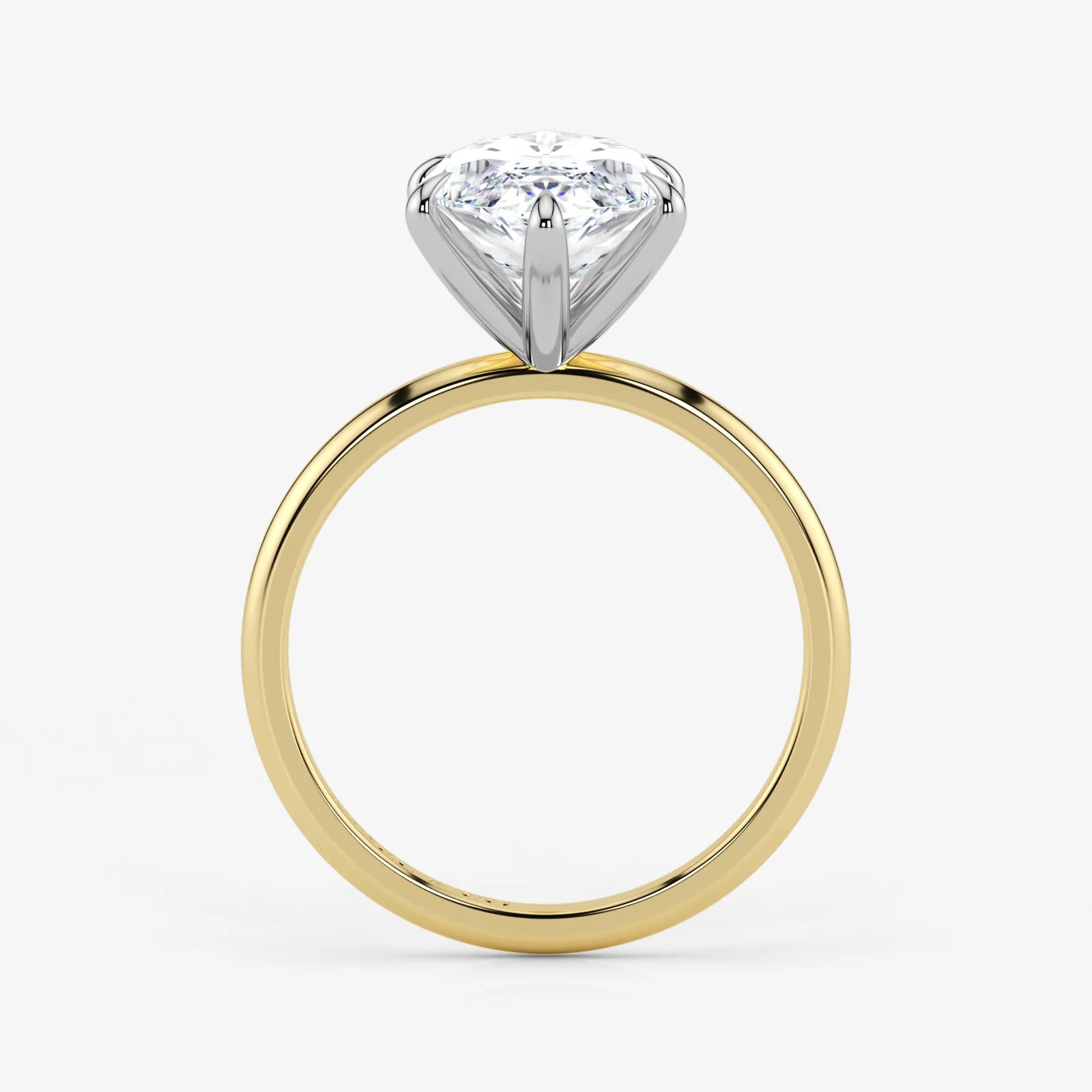Marquise Cut Lab Grown Diamond Engagement Ring in 18K Two-Tone Gold - Solitaire Style
