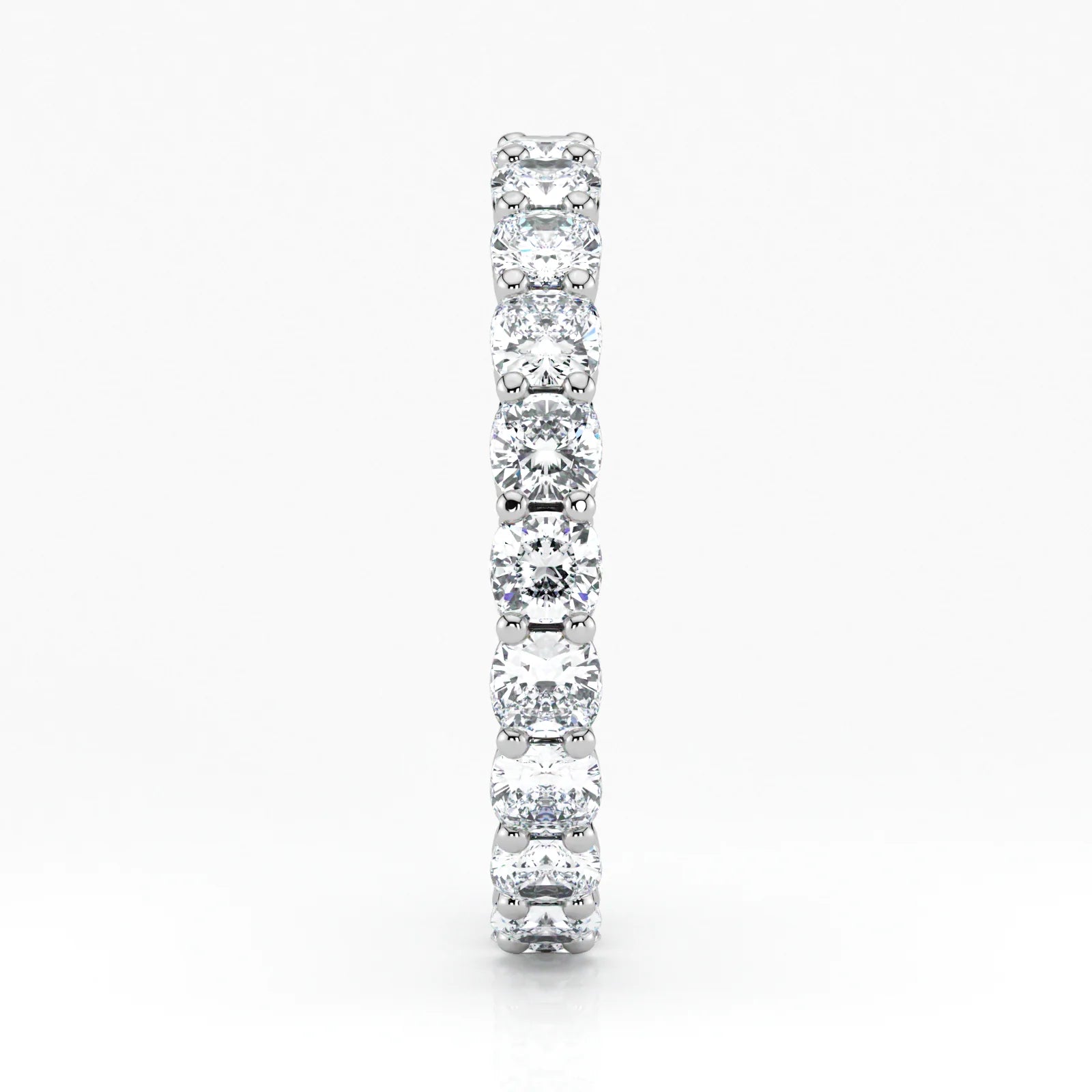 Cushion Cut Lab Grown Diamond Eternity Wedding Ring in 18K White Gold