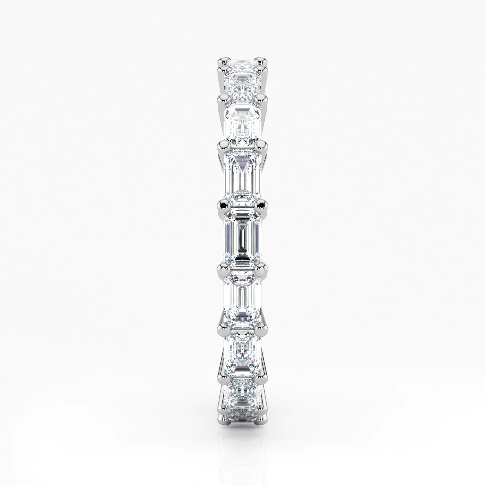 Emerald Cut Lab Grown Diamond Eternity Wedding Ring in Platinum