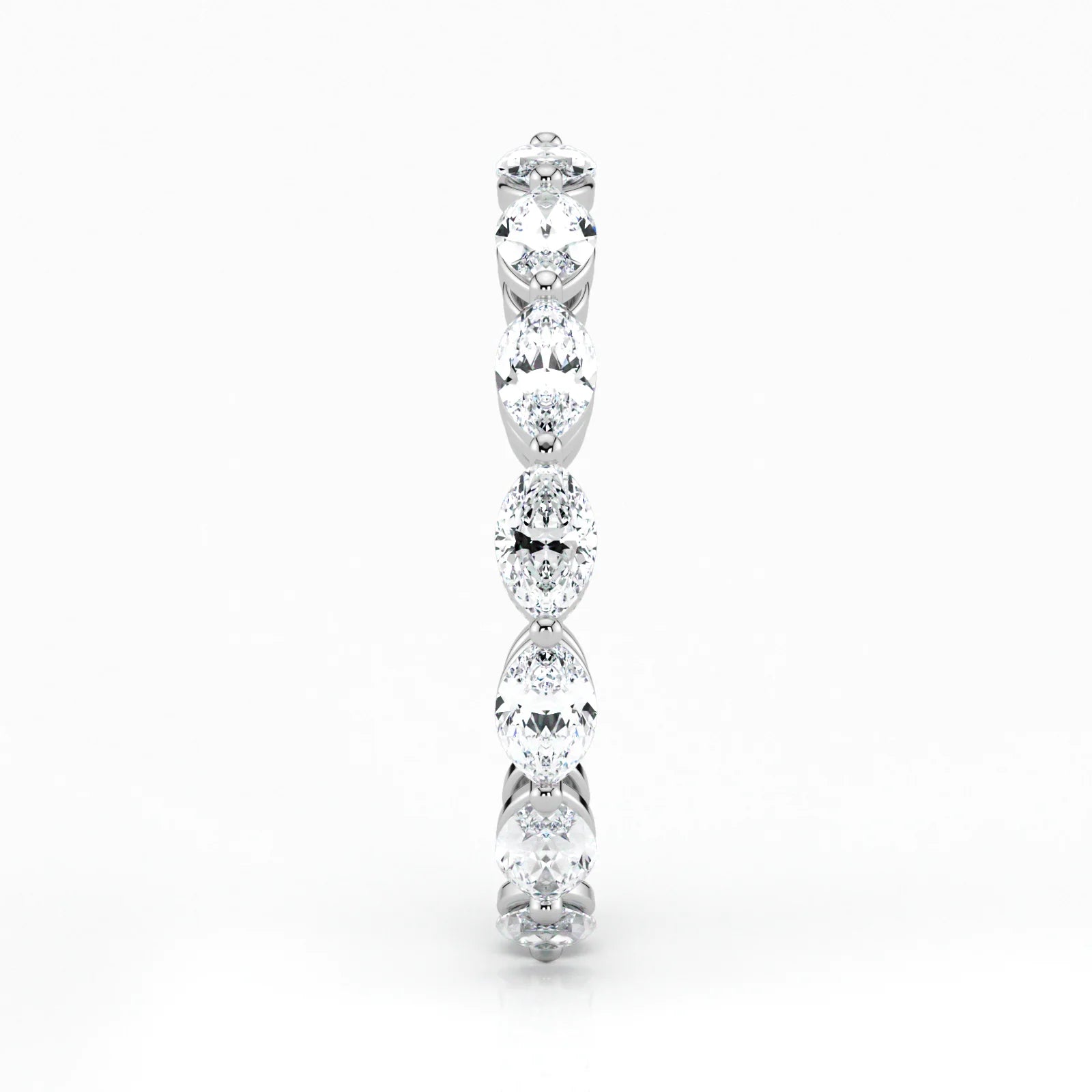 Marquise Cut Lab Grown Diamond Eternity Wedding Ring in 18K White Gold