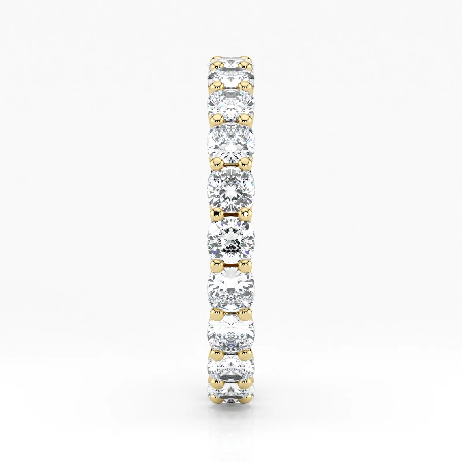 Cushion Cut Lab Grown Diamond Eternity Wedding Ring in 18K Yellow Gold