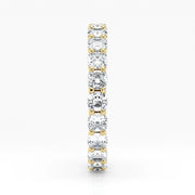 Cushion Cut Lab Grown Diamond Eternity Wedding Ring in 18K Yellow Gold