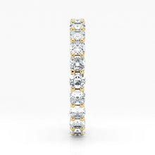 Cushion Cut Lab Grown Diamond Eternity Wedding Ring in 18K Yellow Gold