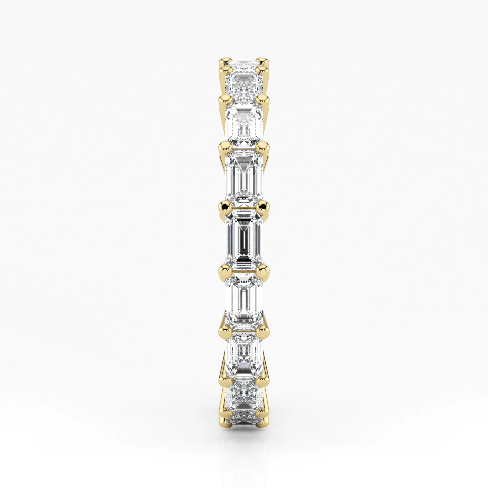 Emerald Cut Lab Grown Diamond Eternity Wedding Ring in 18K Yellow Gold