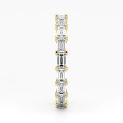 Emerald Cut Lab Grown Diamond Eternity Wedding Ring in 18K Yellow Gold